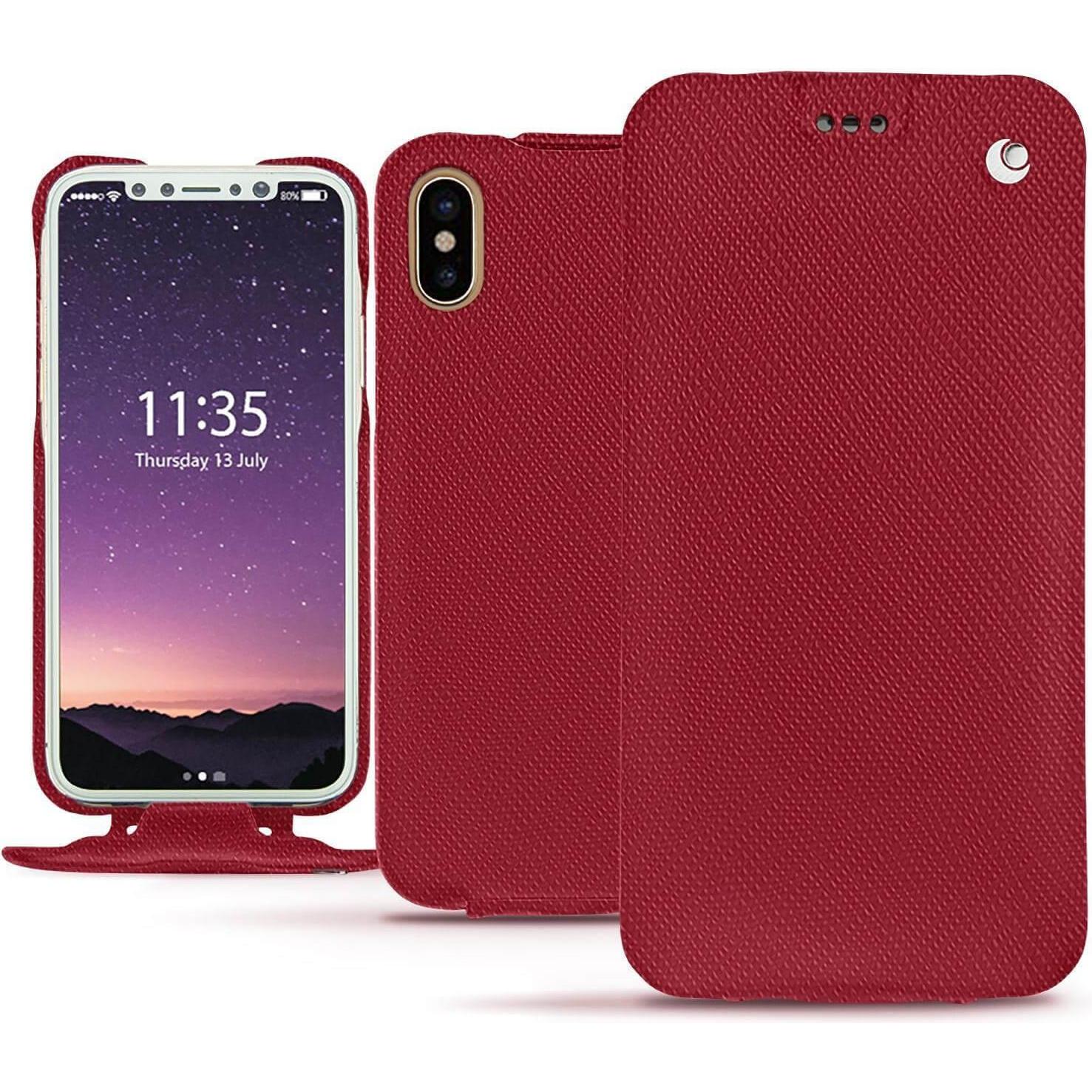 Thumbnail - Noreve Lederschutzhülle vertikal (Apple iPhone XS), Smartphone Hülle, Rot