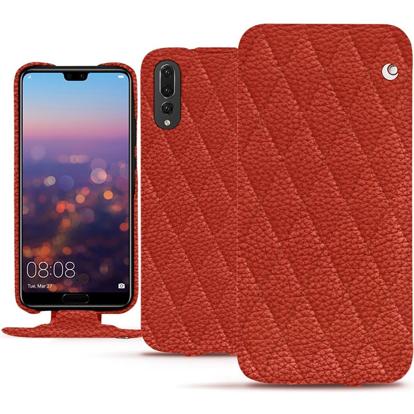Noreve Lederschutzhülle vertikal (Huawei P20 Pro), Smartphone Hülle, Orange
