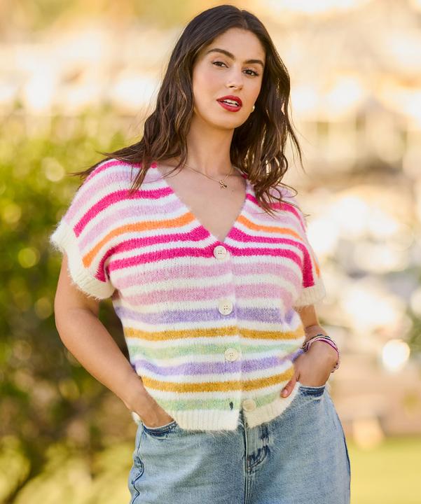 Produktbild Joe Browns Stripe V Neck Sleeveless Cardigan (44)