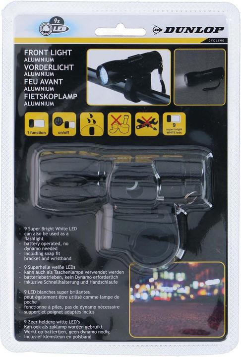 Image du produit Dunlop Lampe frontale de vélo 9xLED