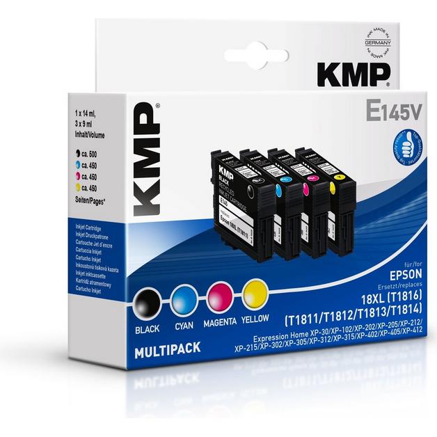 Thumbnail - KMP, Druckerpatrone, E145V Multipack BK/C/M/Y kompatibel mit Epson T1816 (M, BK, C, Y)