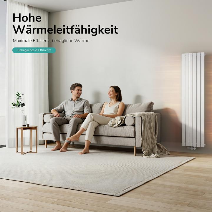 Produktbild Emke Heizkörper, Flachheizkörper mit Zentralanschluss, Weiss 180x46cm 9481W Einlagig (948 W)