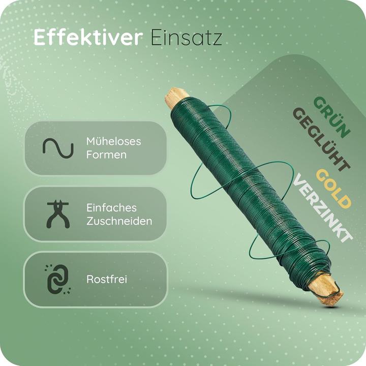 Produktbild Novatool Wickeldraht I grün I 0,65 mm I Drahtrolle I Basteldraht Gartendraht Blumenbindedraht