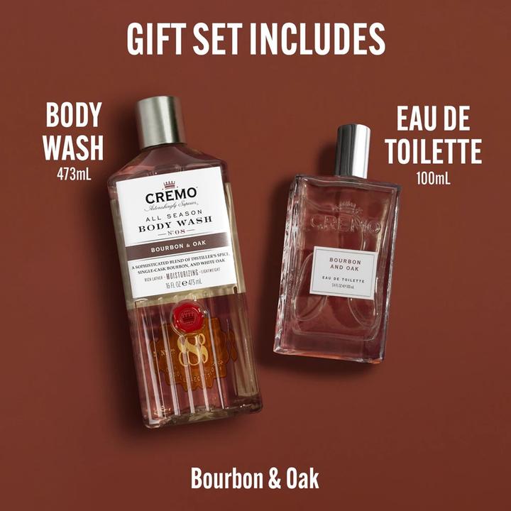 Productafbeelding Cremo Bourbon & Oak geschenkset voor mannen - Eau de Toilette 100ml Body Wash 473ml (Parfum set)