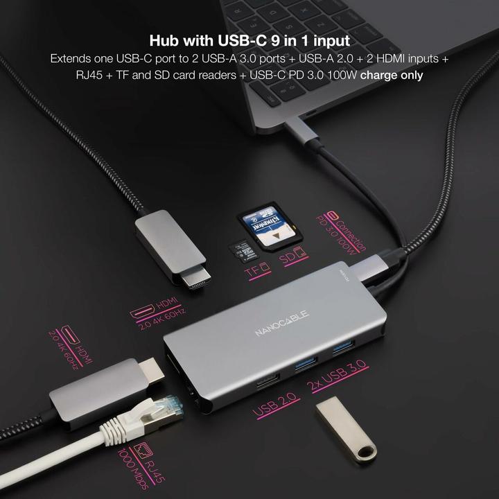 Produktbild Nanocable 10.16.1009 (USB-C, 9 Ports)