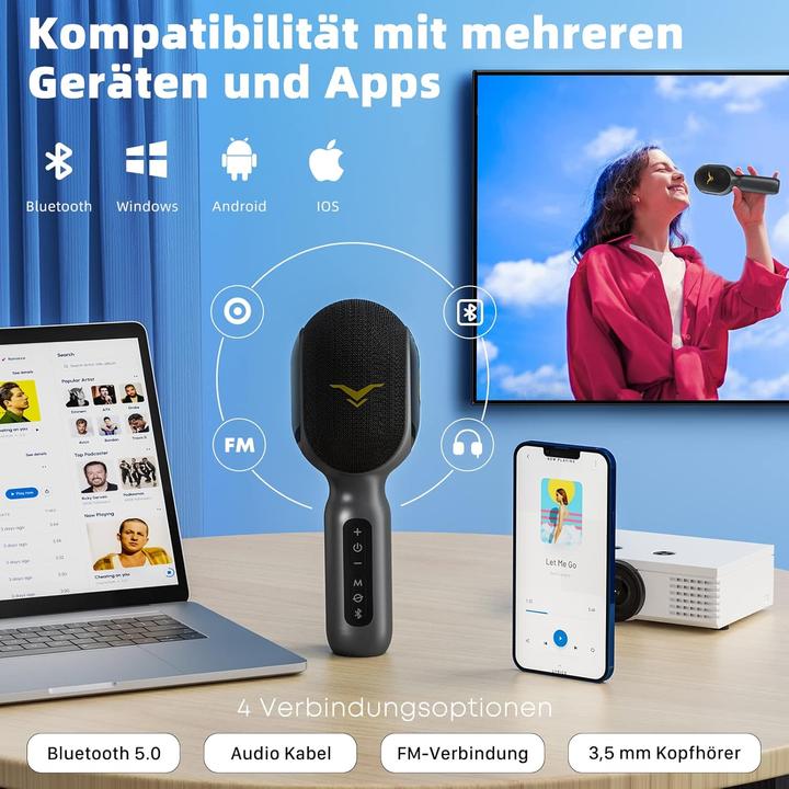 Produktbild StageSound Karaoke-Mikrofon mit Bluetooth und Aufnahmefunktion