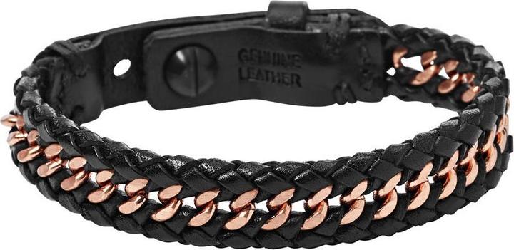 Immagine prodotto Fossil Bracciale casual vintage (22 cm, Cuoio, Acciaio inossidabile)