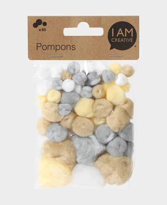 Image du produit I Am Creative Pompons, pastel/naturel, 60 pcs.