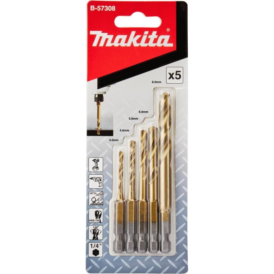 Makita, Punta da trapano, Zestaw wierteł do metalu 5szt. (B-57308) (3-8 mm)