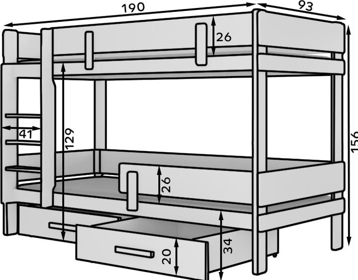 Actual product image ADRK Furniture Double bunk bed with ETIONA 180x80 mattresses (80 x 180 cm)