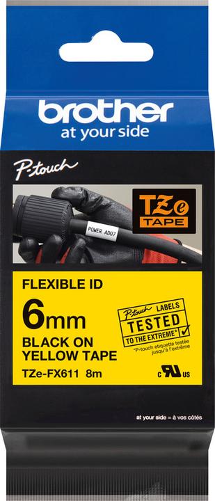 Actual product image Brother Tze-Fx611 (0.60 cm, Black, Yellow)