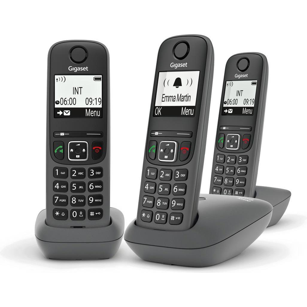 Gigaset AS490 Trio, Telefon, Schwarz