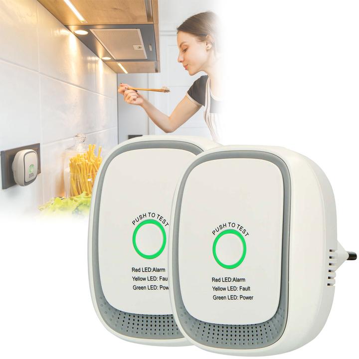 Produktbild Alecto 2er-Set Gasmelder für die Steckdose – Methan & Erdgas Detektor mit 70dB Alarm & LED-Ring – EN50194 z