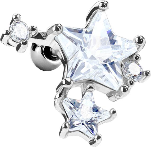 Immagine prodotto Star Piercing Micro Barbell silber doppel Sternkristall (Ottone, Acciaio chirurgico 316L)