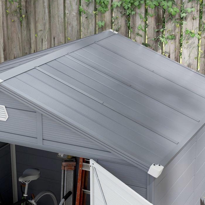Immagine prodotto Swisshandel24 Gerätehaus 4,1m³, Pultdach, 240x190x180/228 cm, mit Abschliessbar, Fenster, Grau