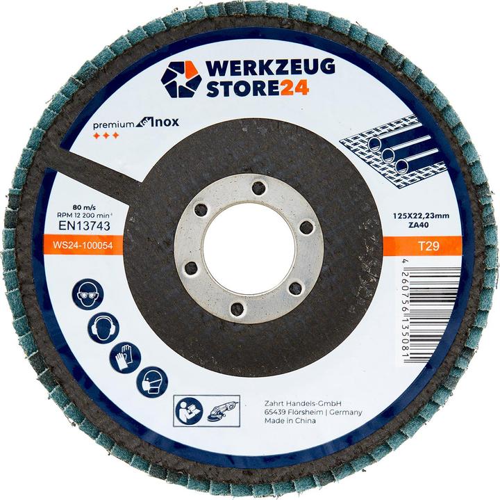 Actual product image Werkzeugstore24 10x flap disc 125 mm curved zirconium aluminium oxide K 40