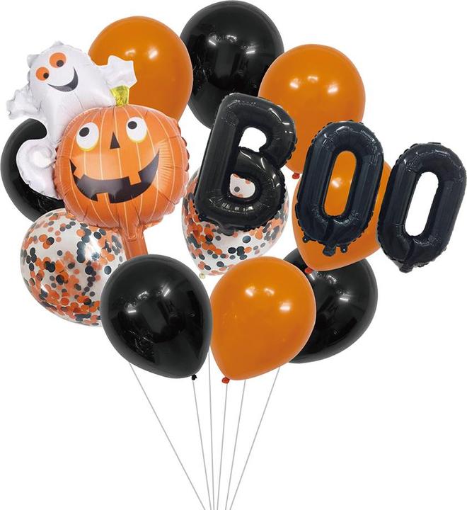 Produktbild Boland Halloween Ballon Set mit Boo-Folienballons – 14-teilig für gruselige Deko (1 x)