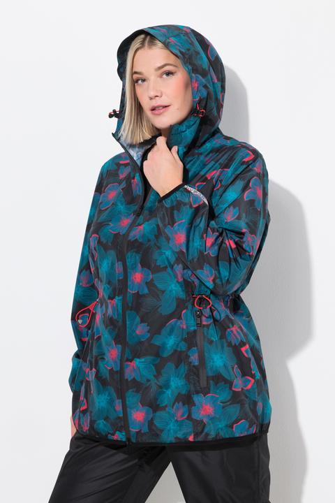 Actual product image Ulla Popken Neon Floral Print Packable Rain Jacket (46, 48)