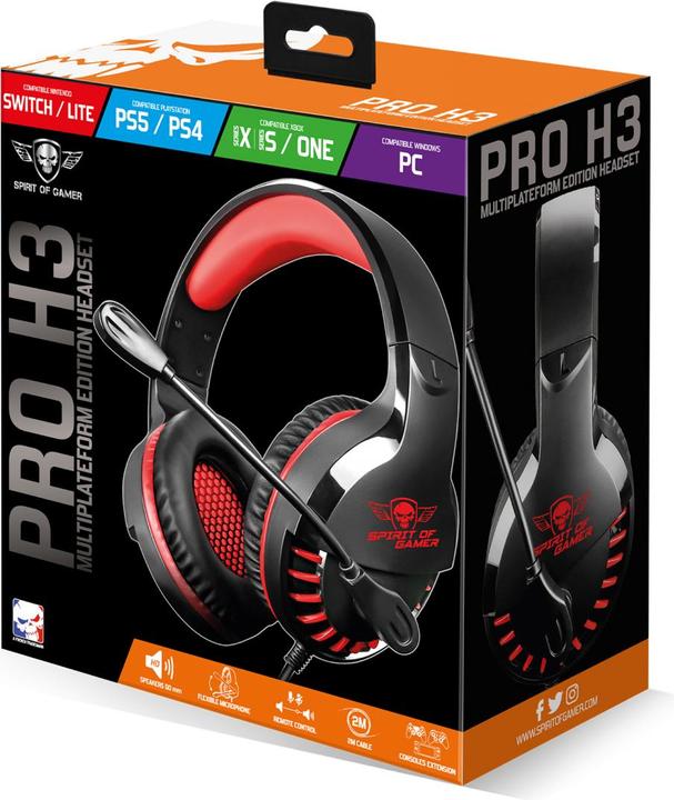 Actual product image Spirit Of Gamer Casque Micro Gamer Filaire Pro-H3 (Noir/Rouge) (Cable)