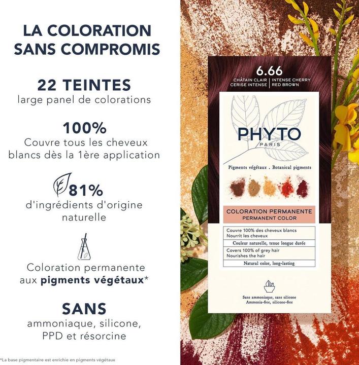 Actual product image Phyto Paris Permanent Coloration 666 Intense Cherry Light Brown (666 Intense Cherry Light Brown)