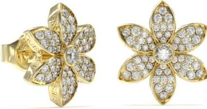 Guess Gold-plated earrings with zircons White Lotus JUBE04145JWYGT/U