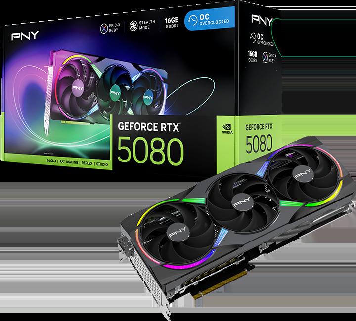 Actual product image PNY GeForce RTX 5080 ARGB Epic-X RGB Overclocked Triple Fan (16 GB)