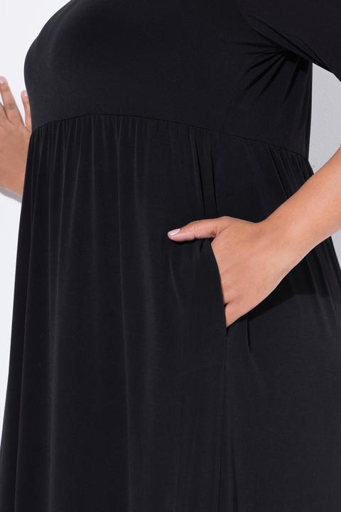 Produktbild Ulla Popken Jersey-Maxikleid, A-Linie, Rundhals, 3/4-Arm, Taschen (62)
