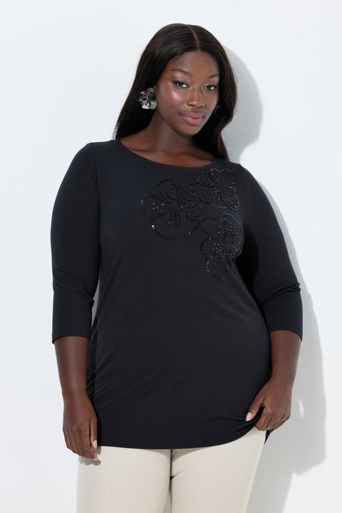 Actual product image Ulla Popken Sequined Floral Tee (54)