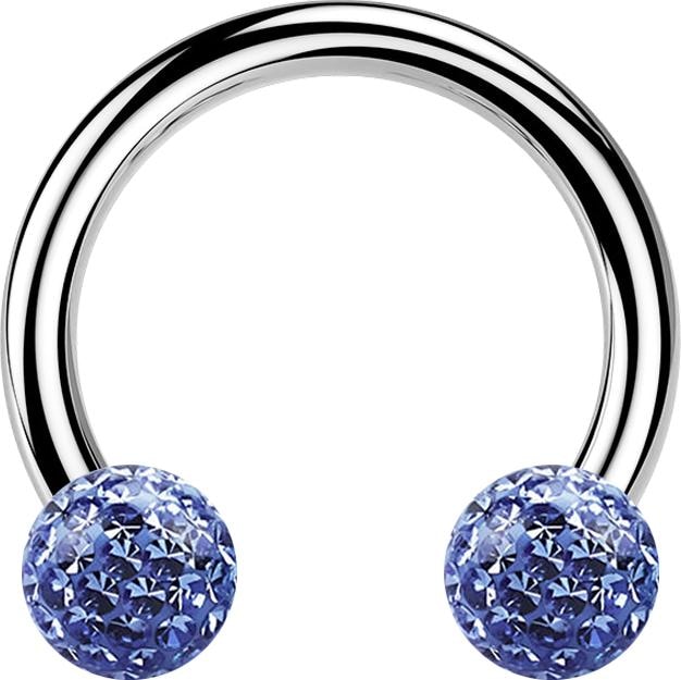 Produktbild Star Piercing Circular Barbell silber mit zwei Kristall Kugeln hellblau Epoxy Schutzschicht (ohne Messing, Chirurgenstahl 316L)