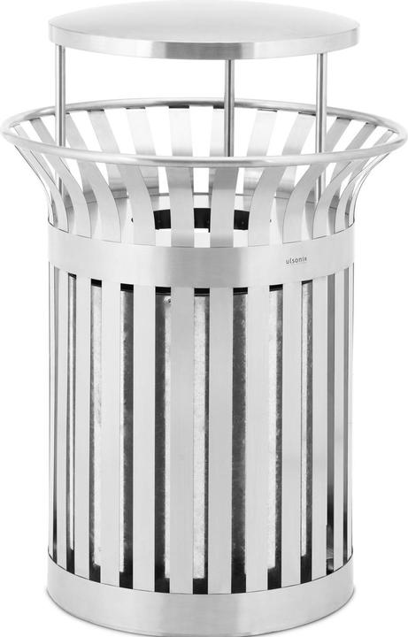 Ulsonix Rubbish Bin - round - with roof - stainless steel / galvanised steel - silver (23 l)