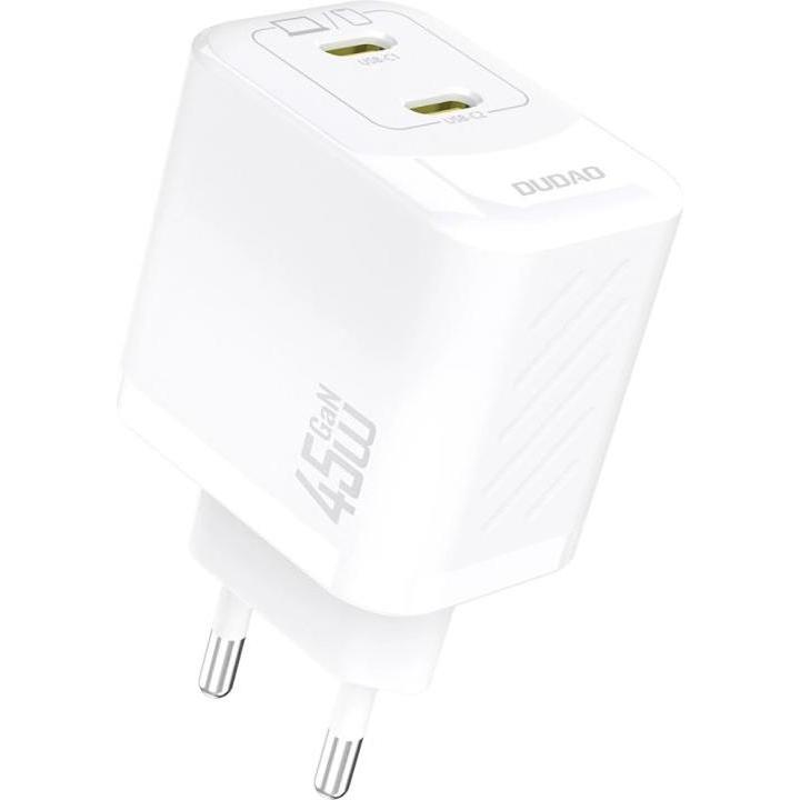 Dudao Bianco A28peu 45W Gan Charger White (45 W, 2 Porte), Caricatore Usb,