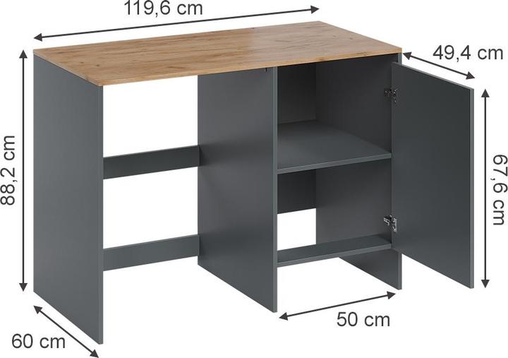 Actual product image Vicco Washing machine cabinet Viktor, Anthracite/Goldkraft oak, 119.6 x 88.2 cm with 1 door
