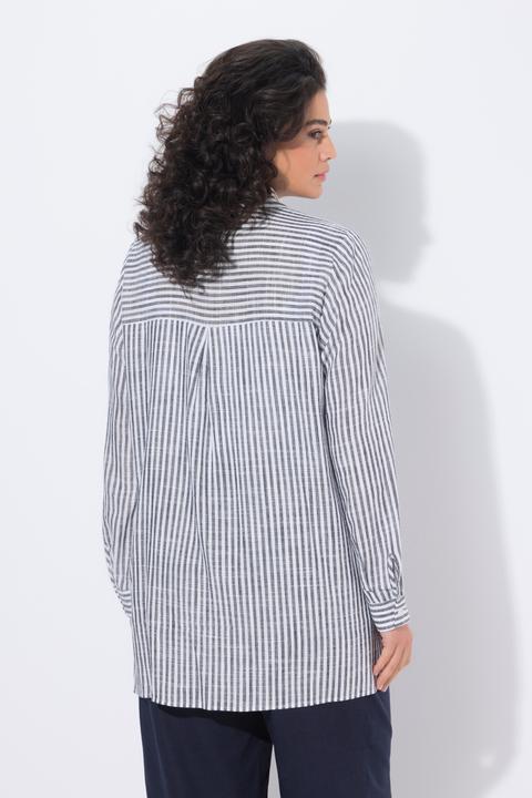 Produktbild Ulla Popken Bluse, Leinenmix, Patchmuster, Hemdkragen, Langarm (58, 60)