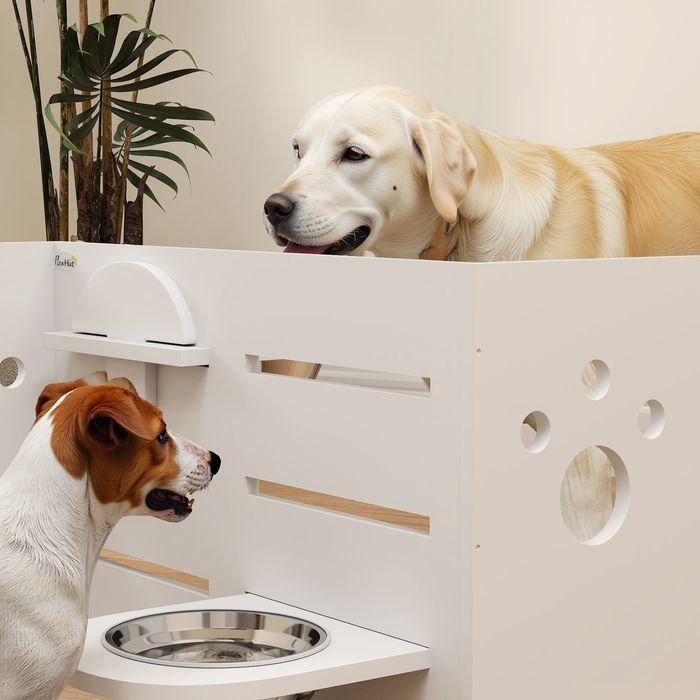 Actual product image Swisshandel24 Hundenapf erhöht, Höhenverstellbar Futternapf für Hunde mit Separatem Design (1 l)