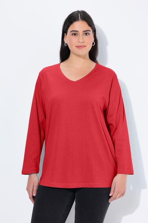 Actual product image Ulla Popken Back To Basics V-Neck Relaxed Fit Cotton Tee (62)