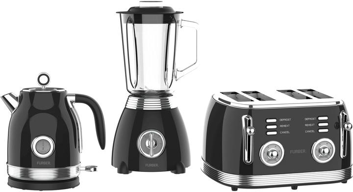 Actual product image Furber Kettle, Stand Mixer and Toaster Set, Glossy Black