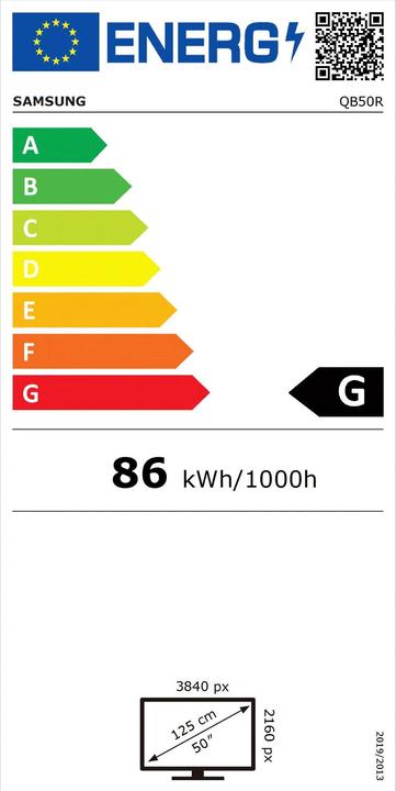 Energie-Label Samsung QB50R (3840 x 2160 Pixel, 50")