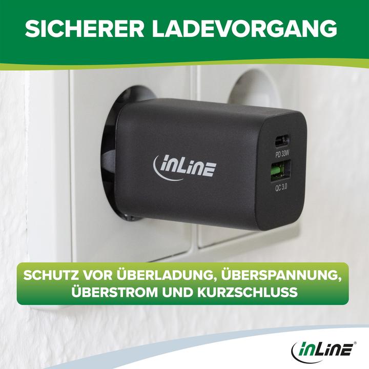 Actual product image InLine Power Delivery + Quick Charge USB Power Adapter (33 W, 2 ports)