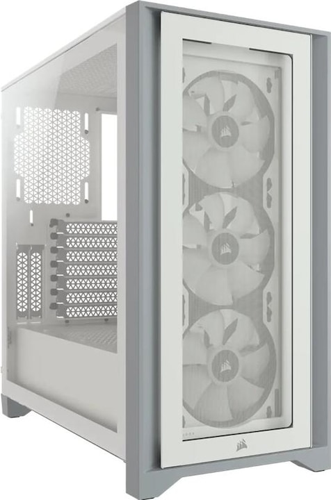 Actual product image Corsair iCUE 4000X RGB Mid-Tower White tempered glass case (ATX, mATX, Mini-ITX, E-ATX)