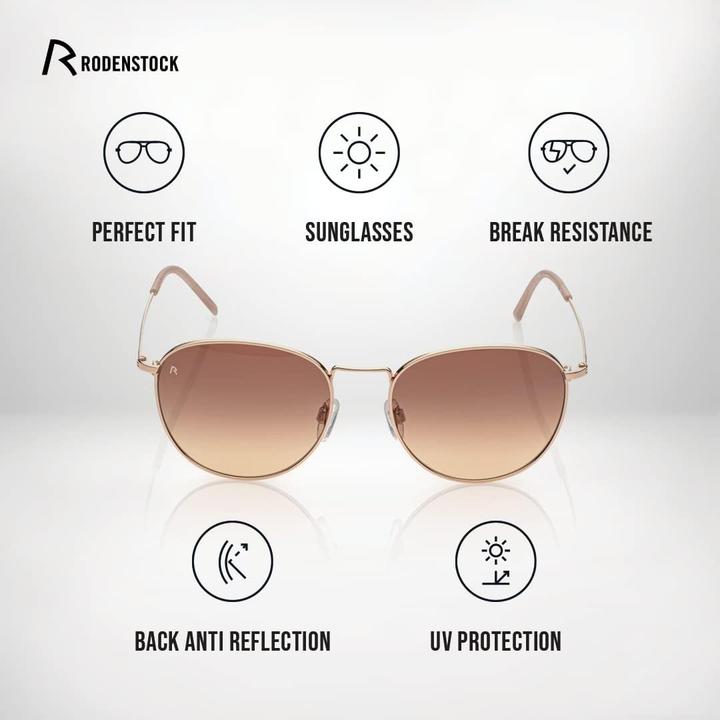 Actual product image Rodenstock Retro Classic Round Unisex Sunglasses with Stainless Steel Frame
