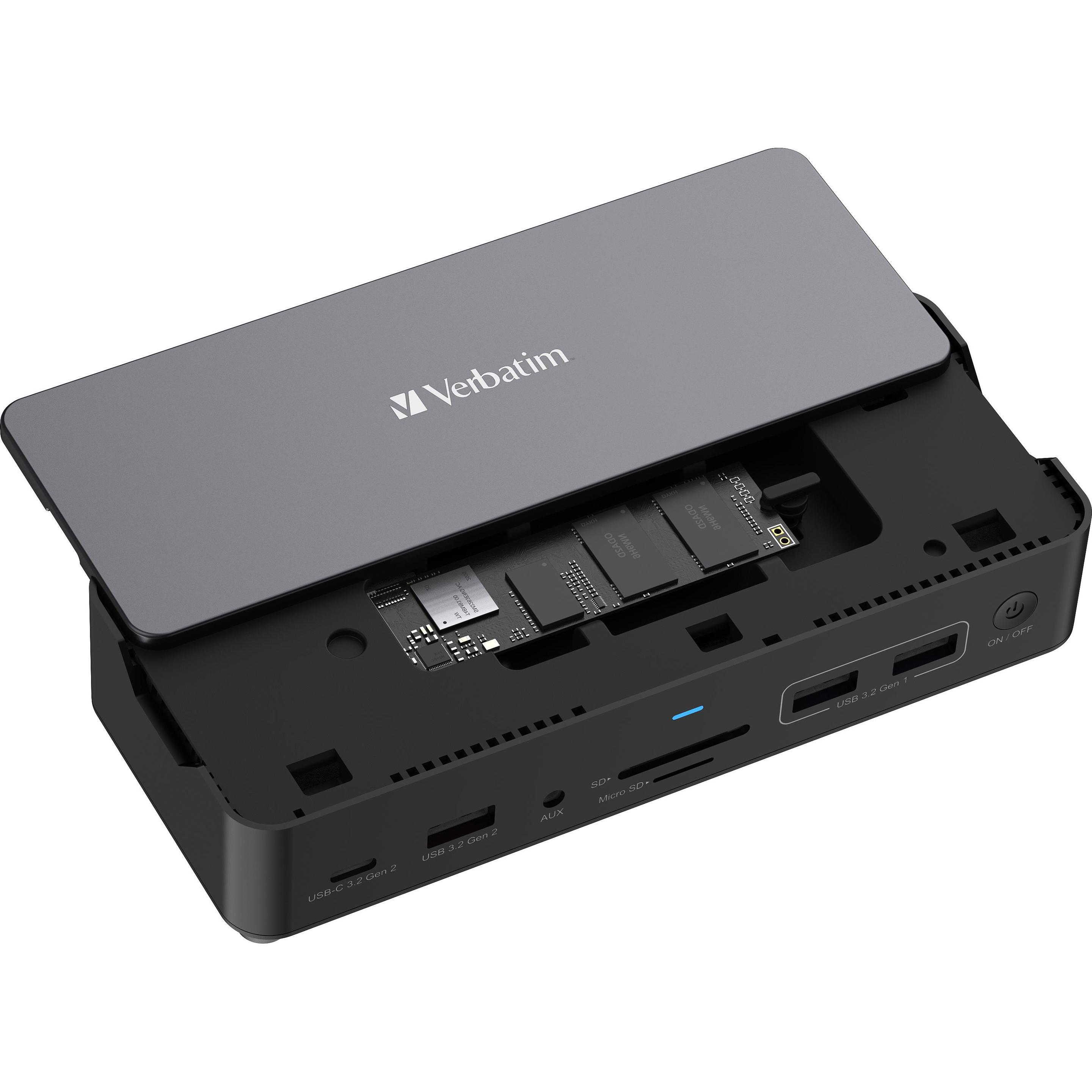 Verbatim CDS-15SSD (USB-C, 15 porte), Docking station + Hub USB, Nero, Grigio