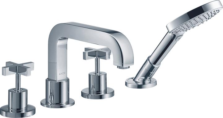 Actual product image Axor 4-hole bath tub rim mixer CITTERIO DN 15 with cross handles and rosettes chrome