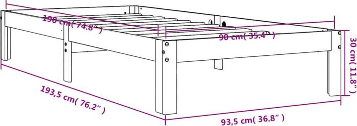 Actual product image vidaXL Bettgestell (90 x 190 cm)