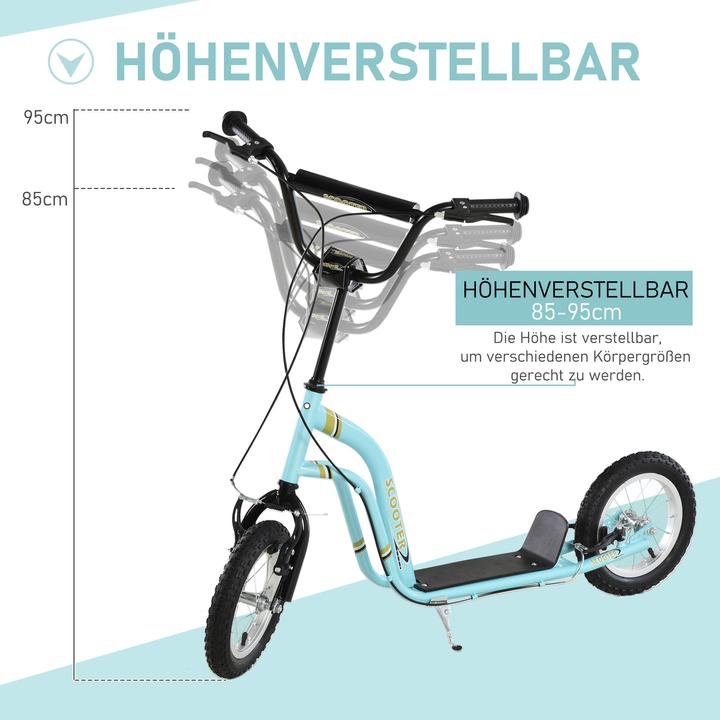 Actual product image Homcom Kinderscooter Stahl, Aluminium Hellblau