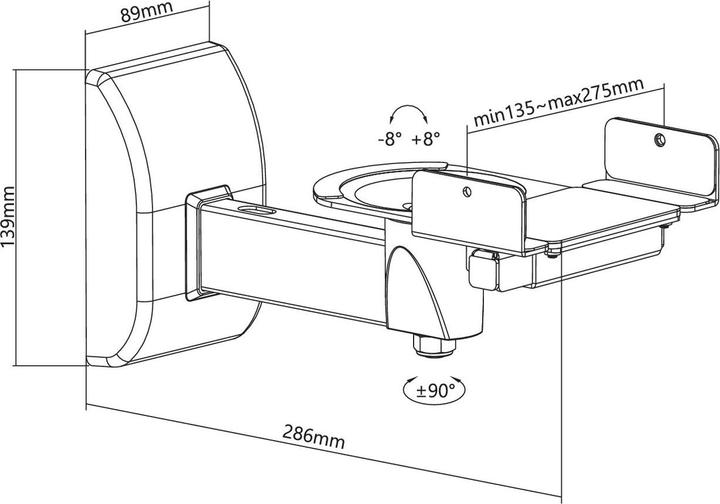 Actual product image Vivolink Speaker wall mount (1 pcs., Wall installation, Pivoting, Tiltable)