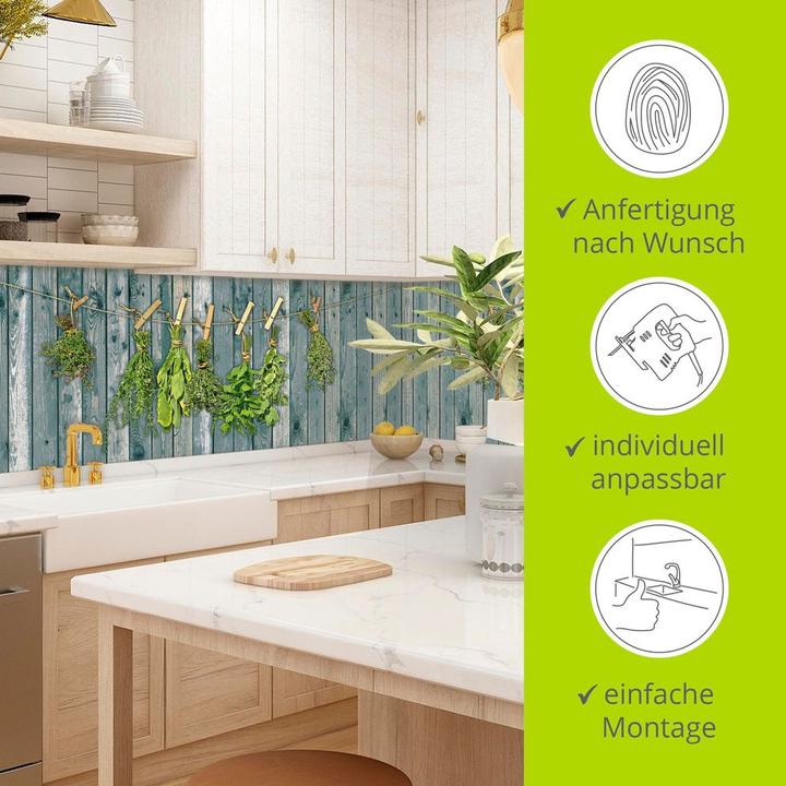 Image du produit Artland Dos de cuisine en aluminium Herbes aromatiques aspect bois