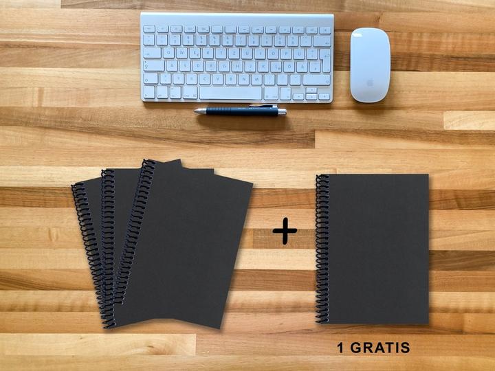 Immagine prodotto A 5 quaderni - set, 3+1 libero, Lusso 80 pagine NERO ONYX GLITTER-OPTIK, puntinato 5x5mm (A5)