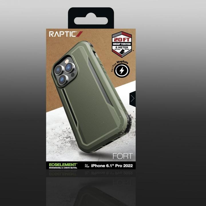 Produktbild X-Doria Raptic Fort Case für iPhone 14 Pro mit grünem MagSafe Armored Cover (Apple iPhone 14 Pro)