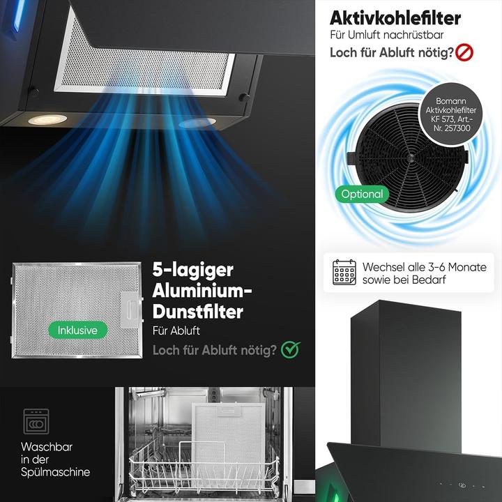 Produktbild Bomann DU 7611 G Kopffreie Vertikal-Haube (Wandhaube)