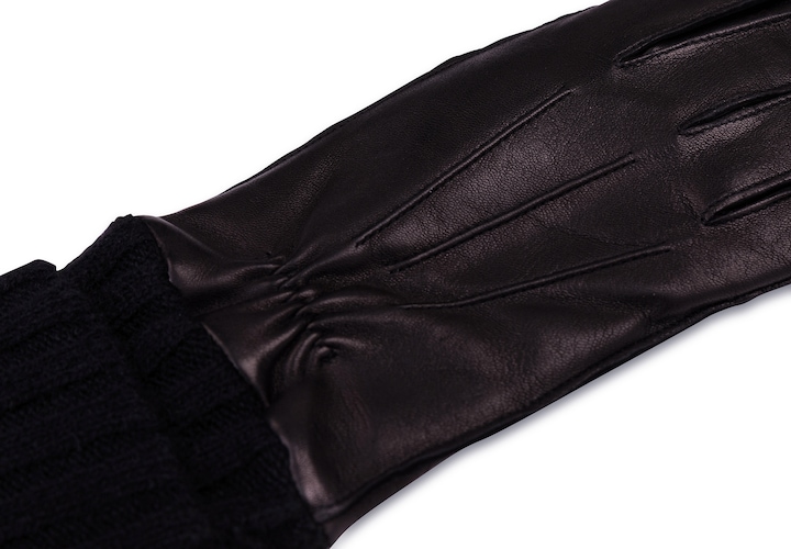 Produktbild Cash-Mere Lederhandschuhe mit Stulpen und Touchscreen tauglich (S)